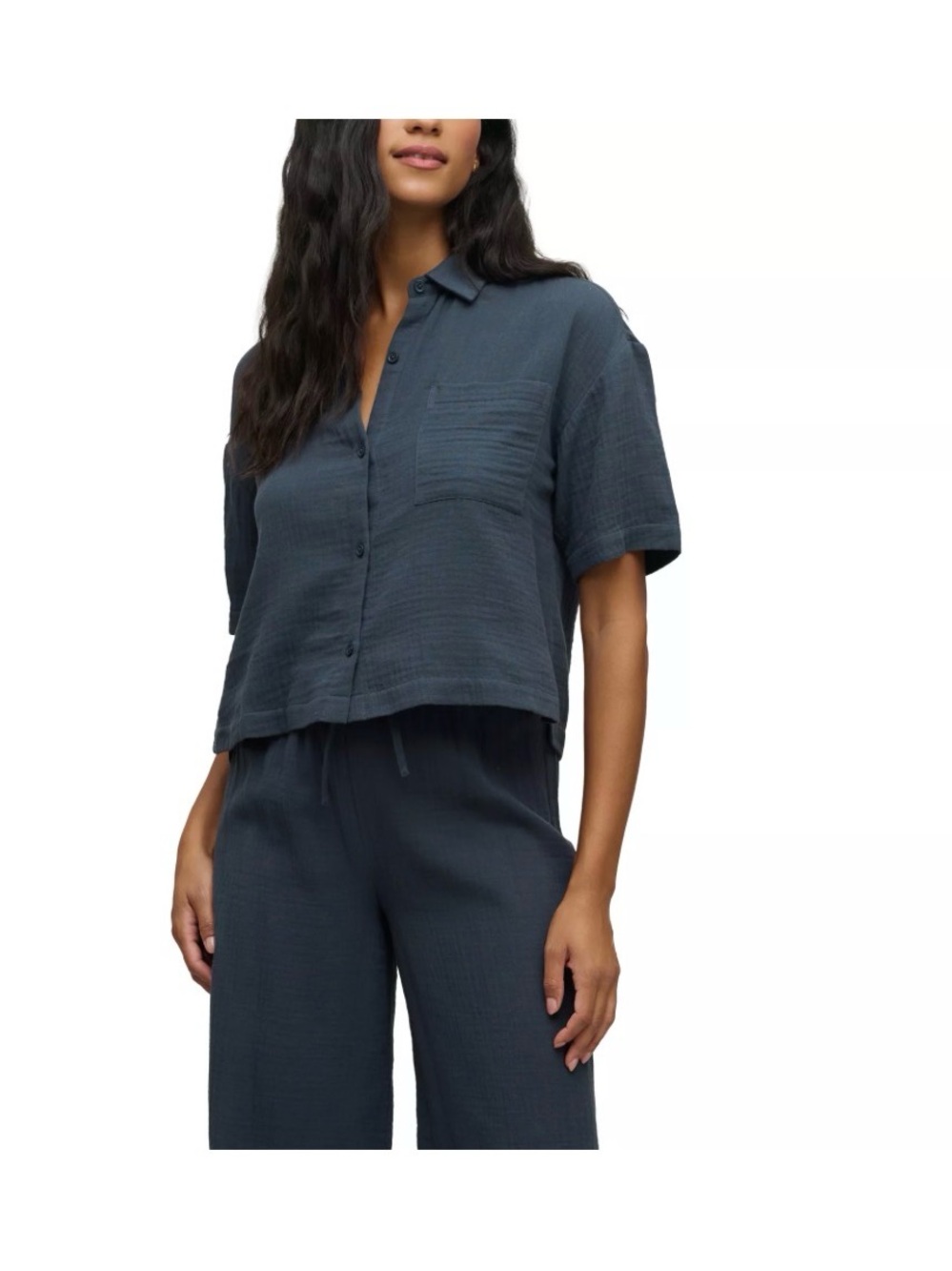 Barefoot dreams cotton gauze set - navy - s